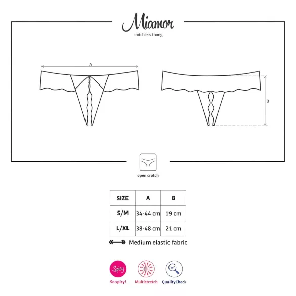 Obsessive Miamor - tanga abierto mujer con encaje y pedrería - negro - L/XL