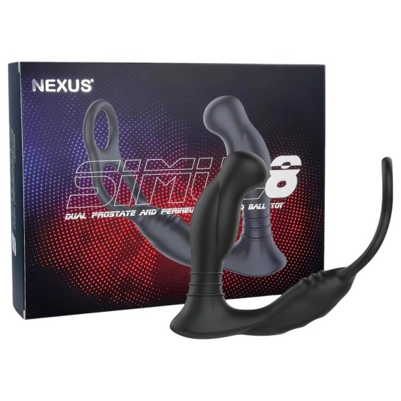 Nexus Simul8 - anillo vibrador con plug anal (negro)