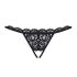 Obsessive 831-THC-1 - Tanga de encaje abierto con lazo pequeño (negro)