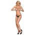 Obsessive 831-THC-1 - Tanga de encaje abierto con lazo pequeño (negro) - L/XL