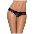 Obsessive Miamor - Tanga de Encaje Abierto con Detalles de Piedras (Negro) - XXL