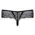 Obsessive Miamor - tanga de encaje con piedras para mujer (negro)
