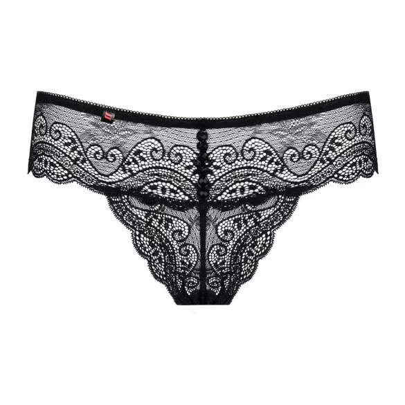 Obsessive Miamor - tanga de encaje con pedrería para mujer - negro