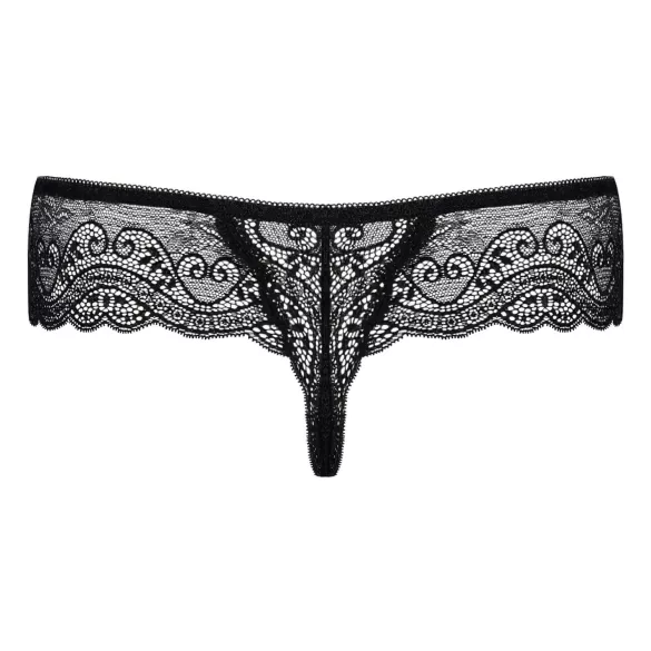 Obsessive Miamor - tanga de encaje con pedrería para mujer - negro - L/XL
