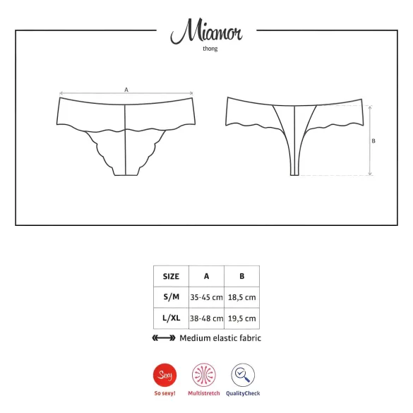 Obsessive Miamor - tanga de encaje con pedrería para mujer - negro - L/XL
