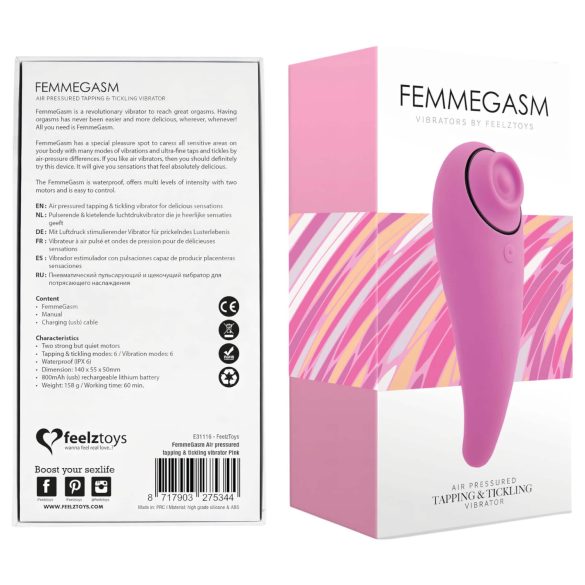 FEELZTOYS Femmegasm - Vibrador recargable 2en1 para clítoris (rosa)