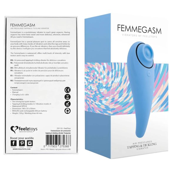 FEELZTOYS Femmegasm - vibrador estimulador clítoris recargable 2 en 1 azul
