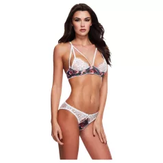   Baci - conjunto de sostén floral de encaje + bragas abiertas - M/L