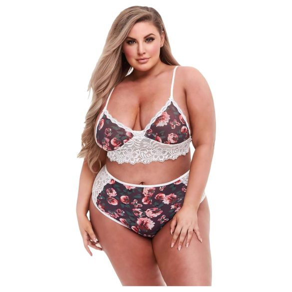 Baci Plus Size - conjunto de sujetador floral de encaje