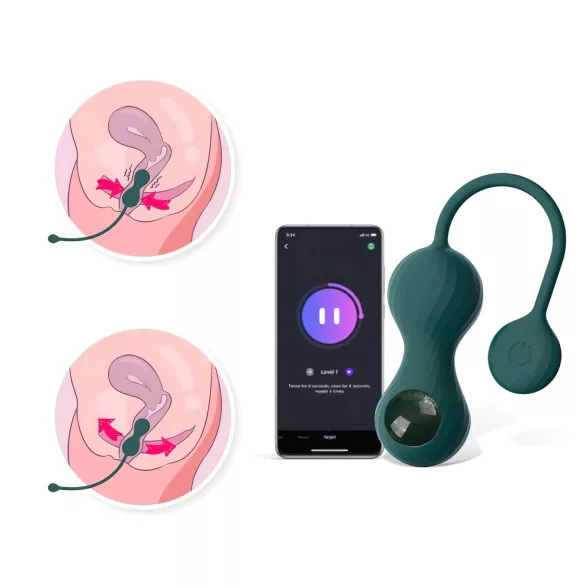 Magic Motion Crystal Duo - bolas kegel inteligentes - silicona verde