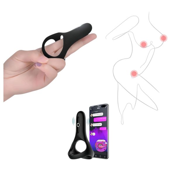 Magic Motion Rise - anillo vibrador para pene recargable inteligente - negro