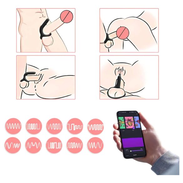 Magic Motion Rise - anillo vibrador para pene recargable inteligente - negro