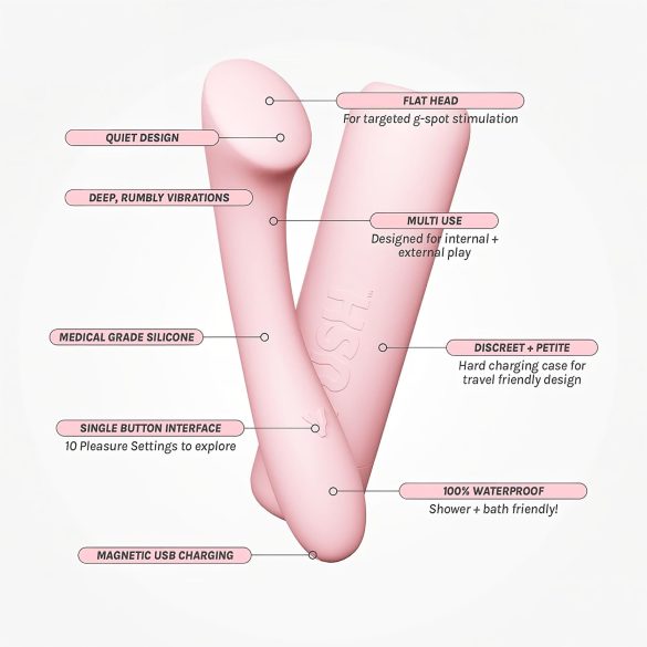 Vush Pop Shine - vibrador punto G recargable impermeable silicona rosa