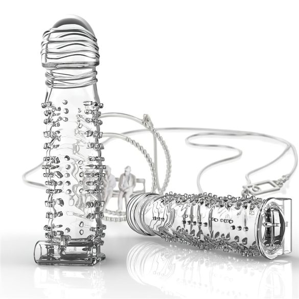 Lonely - funda pene vibradora con texturas - silicona transparente