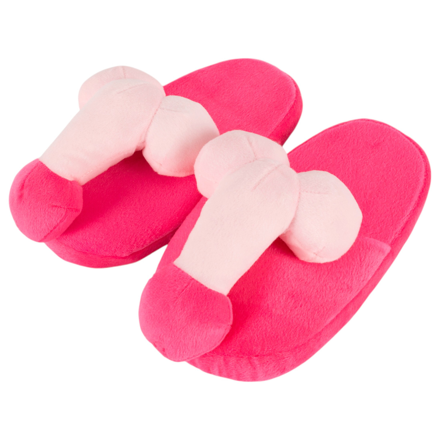 Zapatillas de peluche rosa con forma de pene